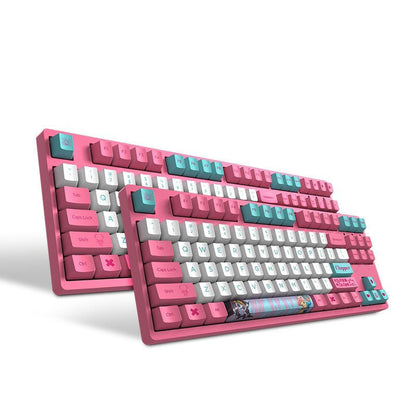 One Piece Chopper Mechanical Keyboard, Pink Anime Themed 104 Keys Full Size Wired Gaming Keyboard, PBT Custom Anime Keycaps Mechanical Keyboard for PC Laptop Desktop Gamers One Piece Fans