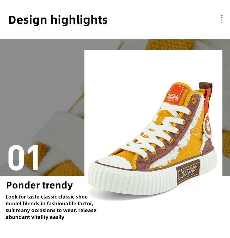 One Piece Usopp High Top Canvas Sneakers, Anime Usopp Yellow Brown Casual Shoes, Men Women Cosplay Streetwear Trainers, One Piece Fan Collectible Footwear Gift