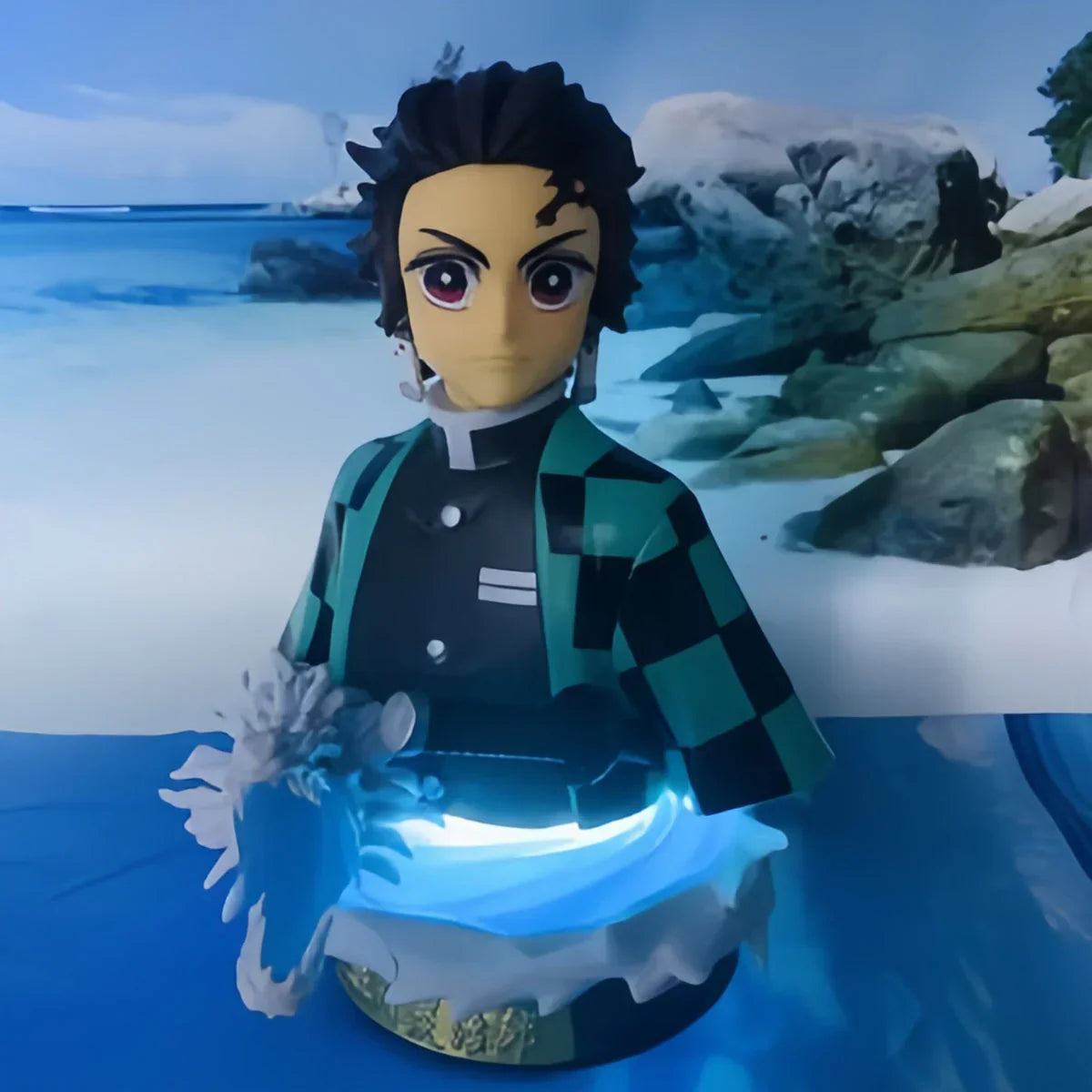 Demon Slayer Kimetsu no Yaiba GK Anime Figure, Tanjiro Rengoku Nezuko Giyu Character Statue with Special Effects Base, PVC Collectible Model Figurine, Anime Desk Decoration Gift for Demon Slayer Fans