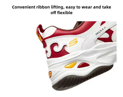 Demon Slayer Rengoku Kyojuro Themed Chunky Sneakers, Anime Flame Pattern Dad Shoes, Women’s Thick Sole Platform Walking Shoes, Non Slip Casual Sports Trainer, Cosplay Daily Wear Sneaker for Anime Fans