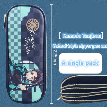Demon Slayer Kimetsu no Yaiba Pencil Case, Hard Shell EVA Anime Pencil Box, Large Capacity Stationery Storage Bag, Tanjiro Nezuko Zenitsu Inosuke Pen Pouch, School Supplies for Students, Anime Merch Gift