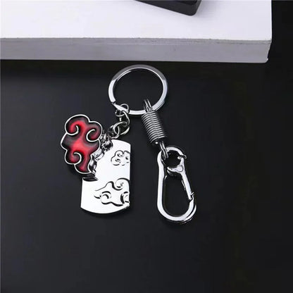 Naruto Akatsuki Red Cloud Keychain, Anime Akatsuki Symbol Metal Key Ring with Gift Box, Cosplay Accessory Pendant Key Chain, Collectible Gift for Naruto Anime Fans