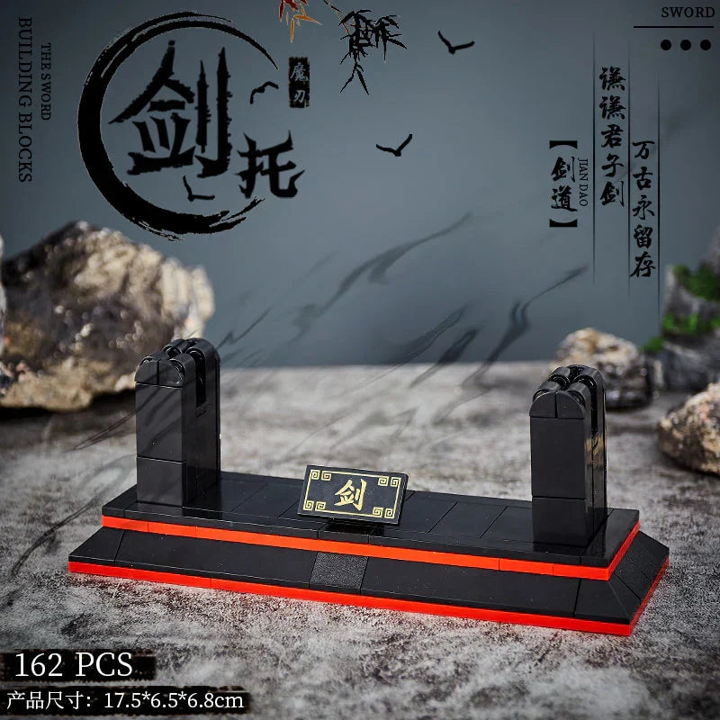 Demon Slayer Building Block Katana Sword, Anime Nichirin Sword Model Kit with Display Stand, Cosplay Prop Assembly Bricks, Tanjiro Zenitsu Giyuu Shinobu Sword Building Toy, Anime Collectible Decor Gift