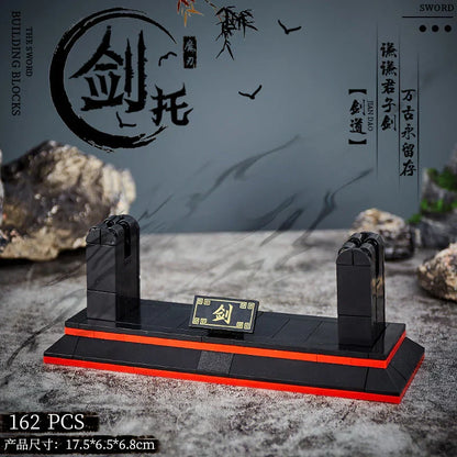 Demon Slayer Building Block Katana Sword, Anime Nichirin Sword Model Kit with Display Stand, Cosplay Prop Assembly Bricks, Tanjiro Zenitsu Giyuu Shinobu Sword Building Toy, Anime Collectible Decor Gift