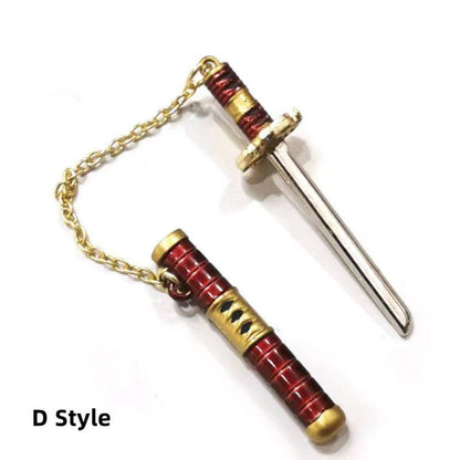 One Piece Roronoa Zoro Mini Katana Keychain, Anime Metal Sword Pendant with Scabbard, 4 Styles Wado Ichimonji Sandai Kitetsu Shusui Enma Replica, Collectible Bag Charm & Anime Fan Gift