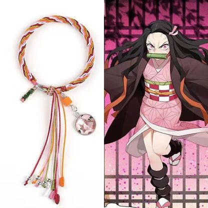 Demon Slayer Anime Braided Rope Bracelet, Kimetsu No Yaiba Character Themed Handmade Wristband, Tanjiro Nezuko Zenitsu Rengoku Cosplay Tassel Bracelets, Anime Jewelry Gift for Demon Slayer Fans