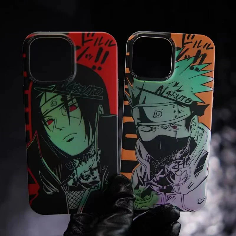 Naruto Luminous Anime Phone Case for iPhone, Itachi Kakashi Manga Print Soft TPU Shockproof Protective Cover, Glow In The Dark Anime Phone Shell, Naruto Fan Gift