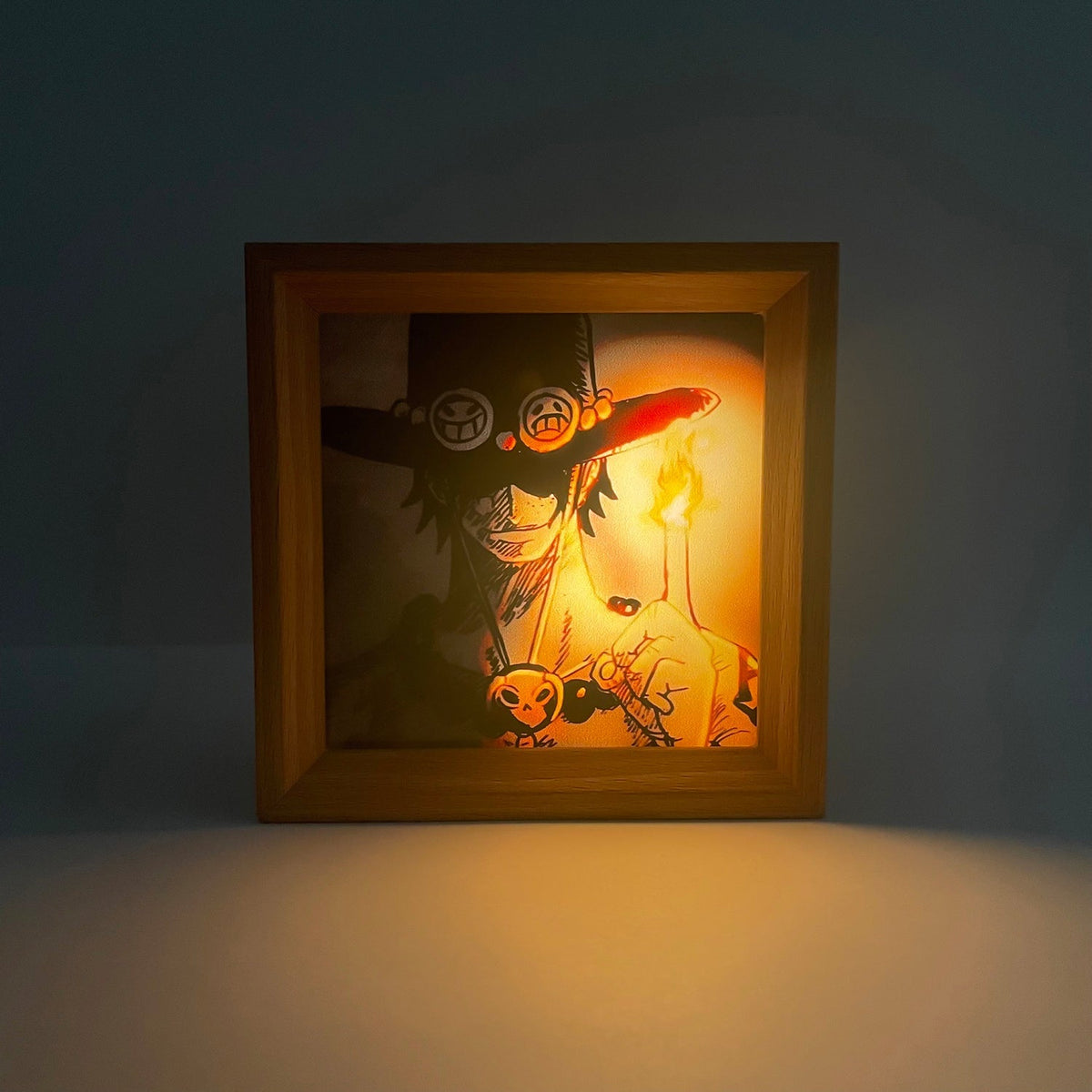 One Piece Anime Light Painting Frame Night Light, Luffy Ace Zoro Wooden Photo Frame Lamp, LED Decor Table Lamp Wall Art Decor, Anime Room Decor Merch Gift for One Piece Fans
