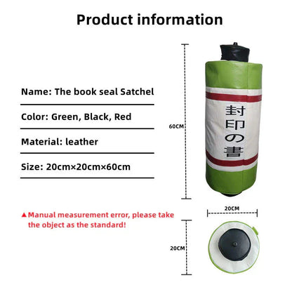 Naruto Scroll Sealing Book Cylindrical Backpack, Anime Sealed Scroll Style Crossbody Shoulder Bag, Large Capacity PU Leather Cosplay Prop Bag, Portable Anime Storage Bag for Comic Con Cosplay, Naruto Fan Gift