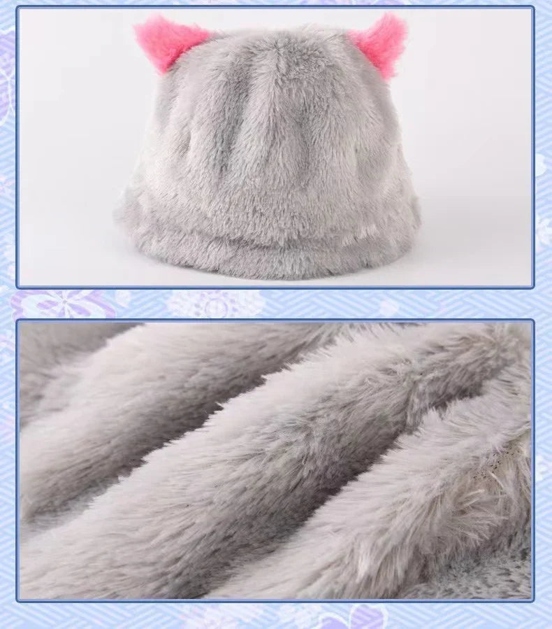 Demon Slayer Inosuke Hashibira Plush Bucket Hat, Kimetsu No Yaiba Boar Mask Anime Fisherman Hat, Cute 3D Character Cosplay Hat, Anime Fan Collectible Costume Accessory Gift