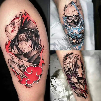 Naruto Anime Temporary Tattoo Stickers, Sharingan Akatsuki Uchiha Waterproof Fake Tattoos, Cosplay Body Art Stickers, Anime Party Decorations Gift for Naruto Fans