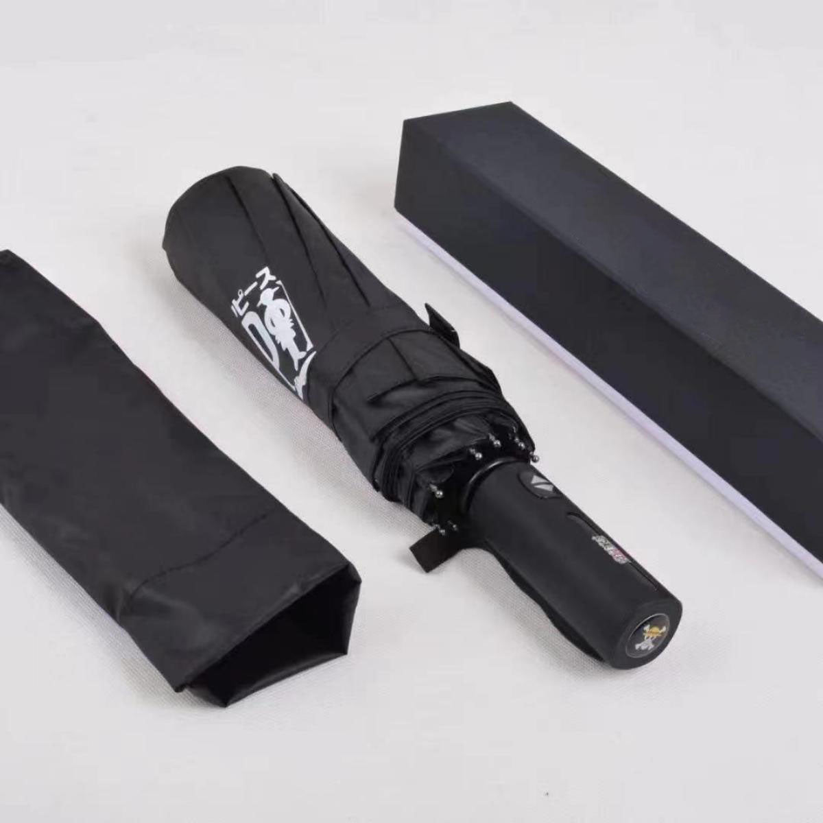 One Piece Anime Folding Umbrella, Luffy Zoro Nami Chopper Crew Print Auto Open Close Compact Travel Umbrella, UV Protection Rainproof Portable Windproof Umbrella Gift for One Piece Anime Fans