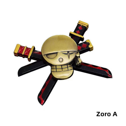 One Piece Anime Fidget Spinner, Metal Hand Spinner with Skull Rudder Zoro Design, Stress Relief Focus Toy, One Piece Collectible Desk Decoration Gift for Anime Fans