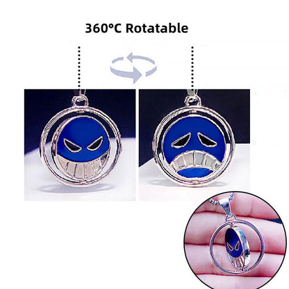 One Piece Portgas D Ace Rotatable Pendant Necklace, Anime Ace Whitebeard Pirate Logo Double Sided Spinning Necklace, Cosplay Jewelry Accessories, Gift for One Piece Anime Fans