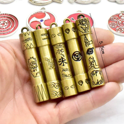 Naruto Anime 25 Pcs Collectible Gift Set, Ninja Weapon Kunai Shuriken Headband Ring Necklace Pendant, Naruto Cosplay Metal Accessory Kit, Anime Collection Box Gift for Naruto Fans