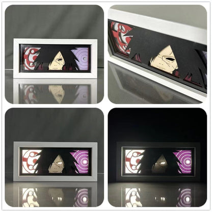 Naruto Anime Paper Cut Light Box, 3D Paper Carving LED Frame Lamp, Sharingan Character Night Light, Desktop Wall Art Decor, Collectible Anime Gift for Naruto Fans
