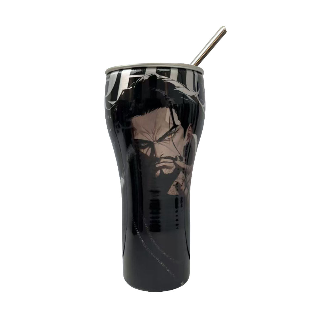 One Piece Anime Tumbler with Straw, Stainless Steel Insulated Travel Cup, Luffy Zoro Nami Wanted Poster Design Coffee Mug, Leak Proof Reusable Water Bottle, One Piece Merch Gift for Anime Fans