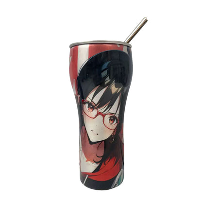 One Piece Anime Tumbler with Straw, Stainless Steel Insulated Travel Cup, Luffy Zoro Nami Wanted Poster Design Coffee Mug, Leak Proof Reusable Water Bottle, One Piece Merch Gift for Anime Fans