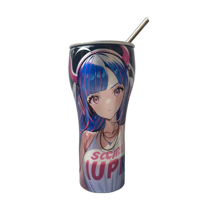 One Piece Anime Tumbler with Straw, Stainless Steel Insulated Travel Cup, Luffy Zoro Nami Wanted Poster Design Coffee Mug, Leak Proof Reusable Water Bottle, One Piece Merch Gift for Anime Fans