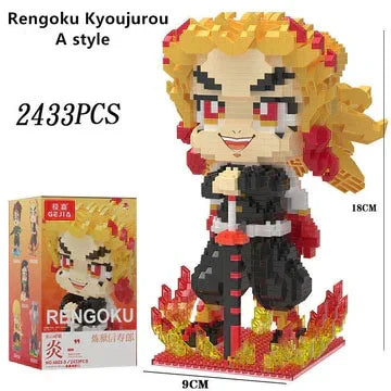 Demon Slayer Micro Building Blocks Set, Anime Character Mini Brick Figure, Tanjiro Nezuko Zenitsu Inosuke Rengoku Giyuu DIY Assembly Model, Collectible Anime Statue Toy, Gift for Anime Fans