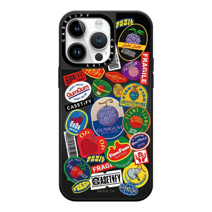 One Piece Anime Phone Case for iPhone, Gum-Gum Fruit Pattern Shockproof Protective Case, Funny Manga Print Phone Cover with Pop Socket, One Piece Anime Merch Gift for Fans