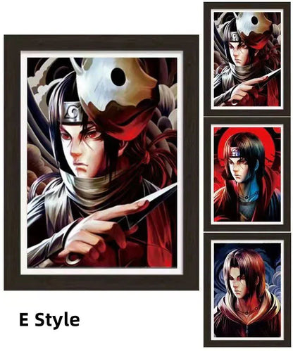 Naruto 3D Lenticular Poster with Frame, Anime Flip Changing Picture Art, Kakashi Sasuke Gaara Naruto Wall Decor, Bedroom Hanging Painting, Naruto Fan Merch Gift