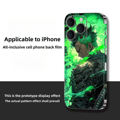 One Piece Roronoa Zoro Phone Skin Sticker for iPhone, Green Sword Style Anime Back Film Decal, Ultra-Thin Scratch Resistant Phone Wrap Sticker, Anime One Piece Merch for iPhone Back Protective Sticker