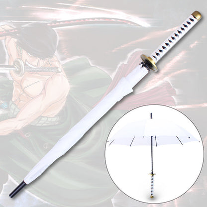 One Piece Zoro Katana Sword Umbrella, Anime Samurai Sword Shaped Long Handle Umbrella, Wado Ichimonji Sandai Kitetsu Replica Sword Umbrella, Cosplay Prop Rain & Sun Protection Umbrella, Collectible Gift for One Piece Fans