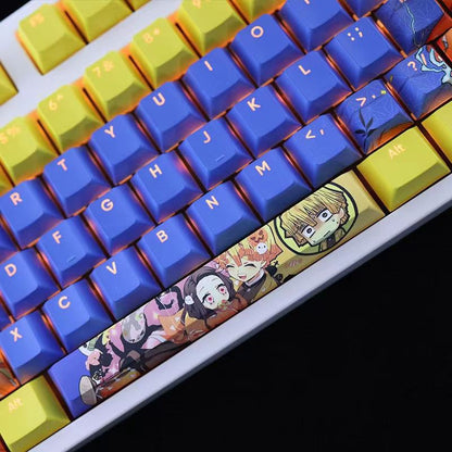 Anime PBT Keycaps Set, Demon Slayer Themed Custom Key Caps, Full Set 108 Keys Dye-Subbed Keycaps for Mechanical Keyboard, Cherry MX Profile Anime Keyboard Decor Gift for Gamers Anime Fans