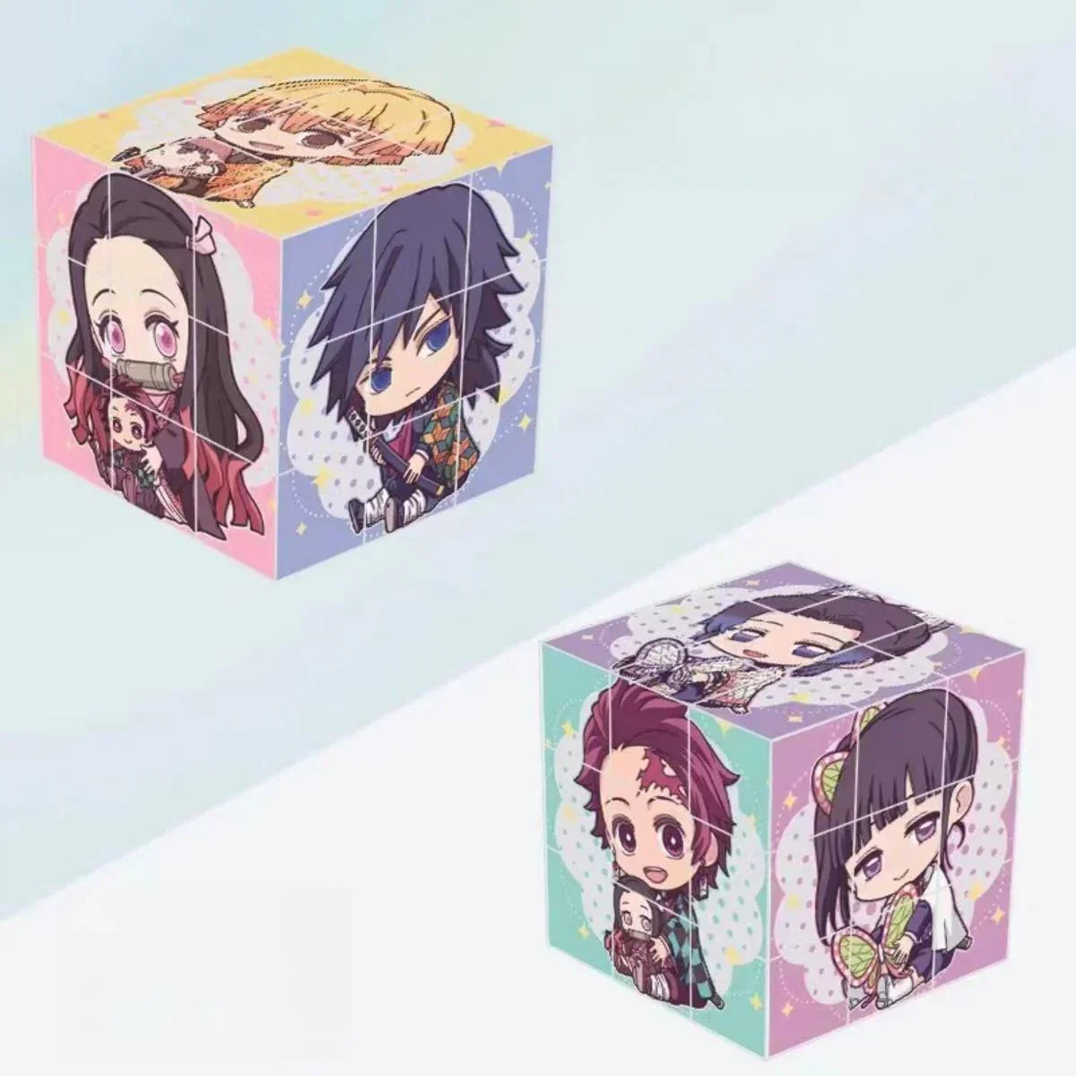 Demon Slayer Tanjiro Nezuko HD Printed Speed Puzzle Cube, Smooth Turning Brain Teaser Educational Fidget Toy, Anime Collection Desk Decor Gift for Anime Fans