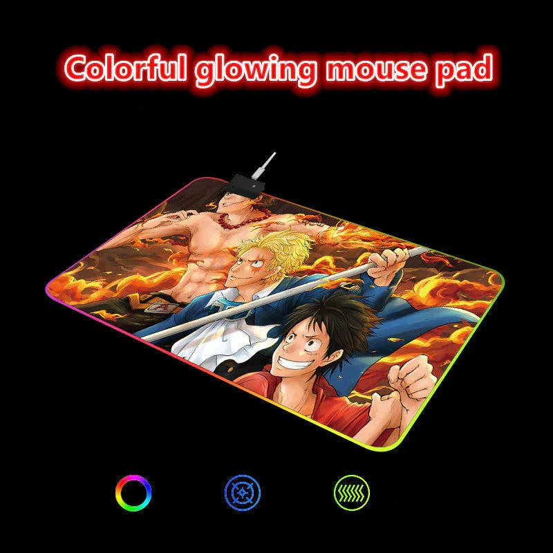 Naruto Anime RGB Large Gaming Mouse Pad, Extended LED Glowing Desk Mat, Non-Slip Rubber Base, Waterproof Big Keyboard Mousepad for PC Gamer, Anime Desk Decor Gift
