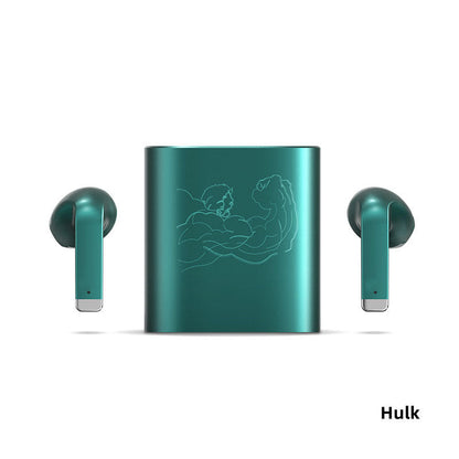 Marvel Avengers TWS True Wireless Bluetooth Earbuds, Iron Man Thanos Black Panther Captain America Hulk Engraved Bluetooth Headphones, Touch Control Stereo Earphones with Metal Charging Case, Marvel Fan Anime Merch Gift