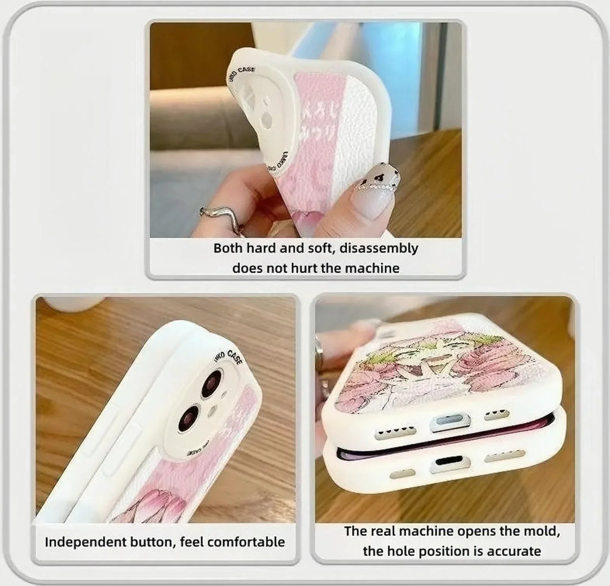 Demon Slayer Mitsuri Kanroji Anime Phone Case, Love Hashira Pink Cartoon Print Sheepskin Texture Soft Shockproof Protective Phone Cover, Cute Anime Phone Shell for iPhone, Kimetsu no Yaiba Merch Gift for Fans