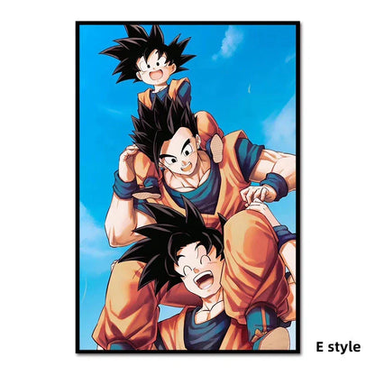 Dragon Ball Z Super Saiyan Wall Art Poster, Goku Vegeta Trunks Anime Canvas Print, Unframed Cartoon Character Painting, Home Bedroom Decor, Collectible Wall Hanging Gift for Dragon Ball Fans