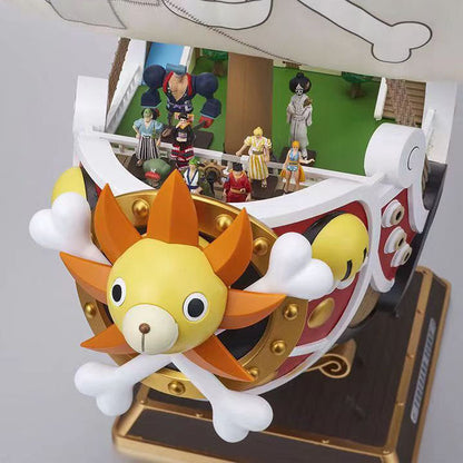 One Piece Thousand Sunny Pirate Ship Model Kit, Luffy Straw Hat Crew Boat Building Model, Anime One Piece Thousand Sunny Statue Collectible, DIY Assembly Ship Toy, Desktop Display Decoration Gift for One Piece Fans