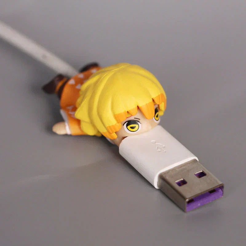 Demon Slayer Anime Cable Bite Protector, Cute Kimetsu no Yaiba Cable Saver, Cartoon Character Charger Cord Protector, Anti-break Cable Sleeve, Demon Slayer Collectible Cable Accessories, Gift for Anime Fans