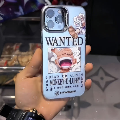 One Piece Anime Wanted Poster Phone Case for iPhone, Monkey D Luffy Roronoa Zoro Bounty Poster Shockproof Protective Cover, Classic One Piece Wanted Design Phone Shell, Anime Merch Gift for One Piece Fans