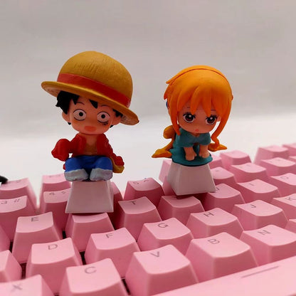 One Piece 3D Artisan Keycap, Anime Figure Custom Resin Keycap for Mechanical Keyboard, Handmade Keycap Luffy Zoro Nami Trafalgar Law, Cherry MX Switch, Anime Keyboard Decor Gift for One Piece Fans