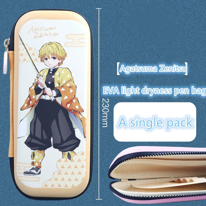 Demon Slayer Kimetsu no Yaiba Pencil Case, Hard Shell EVA Anime Pencil Box, Large Capacity Stationery Storage Bag, Tanjiro Nezuko Zenitsu Inosuke Pen Pouch, School Supplies for Students, Anime Merch Gift