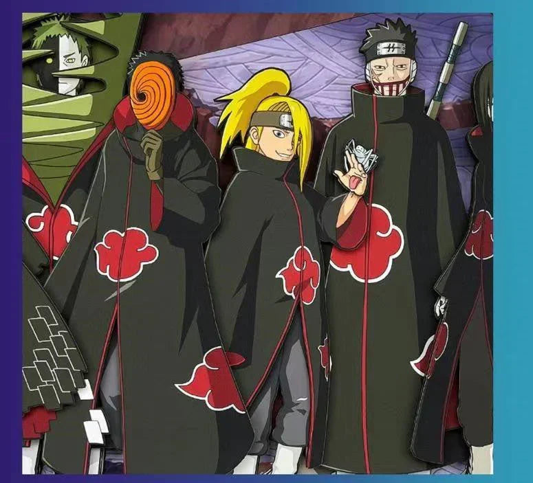 Naruto Akatsuki Group 3D Paper Cut Shadow Box Framed Art, Handmade Layered Papercraft Wall Decor, Anime Picture Frame, Fan Collectible Room Decor Gift
