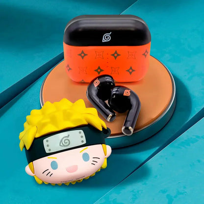 Naruto Uzumaki TWS Wireless Bluetooth Earbuds, Touch Control Stereo Earphones with Cute Naruto Character Silicone Protective Cover, Portable Charging Case, Anime Noise Reduction Headset, Naruto Fan Birthday Christmas Gift