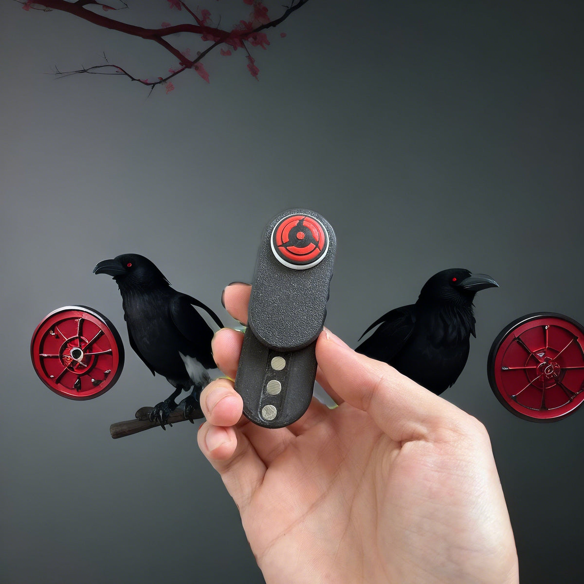 Naruto Akatsuki Magnetic EDC Fidget Slider, Anime Crow Pattern Push Card Fidget Toy, Pocket Stress Relief Clicker Toy, Collectible Gift for Naruto Fans
