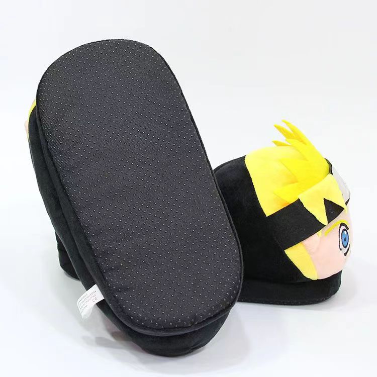 Naruto Anime Plush House Slippers, Uzumaki Naruto 3D Cartoon Character Warm Furry Indoor Slippers, Non-slip Sole Soft Cozy Home Slippers, Anime Fan Cosplay Gift