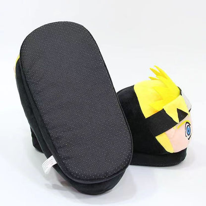 Naruto Anime Plush House Slippers, Uzumaki Naruto 3D Cartoon Character Warm Furry Indoor Slippers, Non-slip Sole Soft Cozy Home Slippers, Anime Fan Cosplay Gift