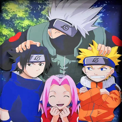Naruto Team 7 Kakashi 3D Paper Cut Shadow Box Framed Art, Handmade Layered Papercraft Wall Decor, Anime Picture Frame, Fan Collectible Room Decor Gift