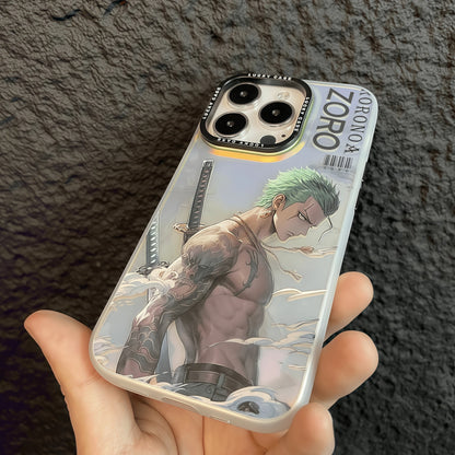 One Piece Roronoa Zoro Anime Phone Case for iPhone, Cool Zoro Swordsman Character Print Protective Case, Shockproof Soft TPU Bumper Cover, Trendy Manga Anime Phone Shell, Anime Merch Gift for One Piece Fans
