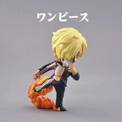 One Piece Half Skeleton Mini Figure Set, Straw Hat Pirates Luffy Zoro Sanji Nami Chopper Robin Usopp Franky Brook Anime Figurine, PVC Chibi Skeleton Model Toy, Desktop Decoration Collectible Gift for One Piece Fans