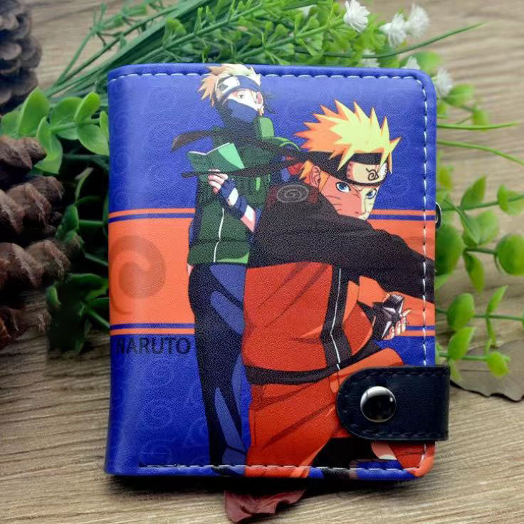 Naruto Anime Bifold Wallet, Multiple Character Printed PU Leather Short Purse, Snap Button Card Holder Cash Pocket Wallet, Naruto Itachi Sasuke Kakashi Naruto Merch Wallet Gift for Anime Fans