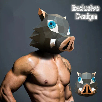 Demon Slayer Anime Cosplay Mask, Inosuke Boar Mask & LED Glowing Cat Fox Mask, Kimetsu no Yaiba Halloween Party Costume Prop, Light Up Anime Mask for Cosplay, Halloween Carnival Dress Up Gift
