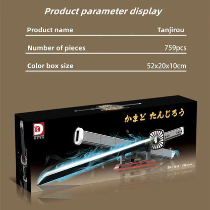 Demon Slayer Tanjiro Nichirin Sword Building Block Set, Anime Katana Model with Display Stand, DIY Assembly Bricks, Collectible Sword Model, Gift for Anime & Block Fans